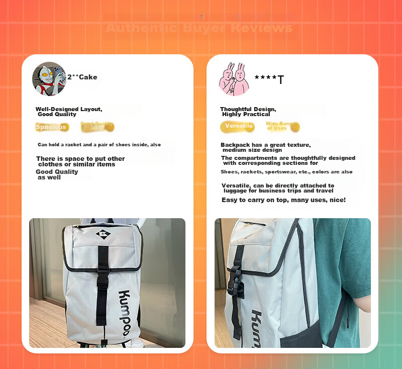 KUMPOO Sports Backpack with Separate Shoe Compartment Large Capacity Travel Commuter Fashionable Versatile School Bag KBR-551 Mist Gray 1