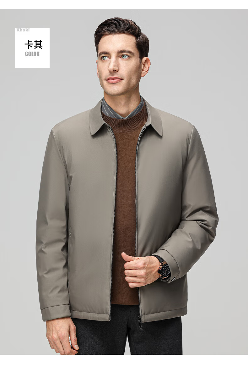 ROMON Lightweight Down Jacket Men Dad Warm Autumn Winter Business Casual Lapel Executive Coat 25030Y Dark Blue XL 19