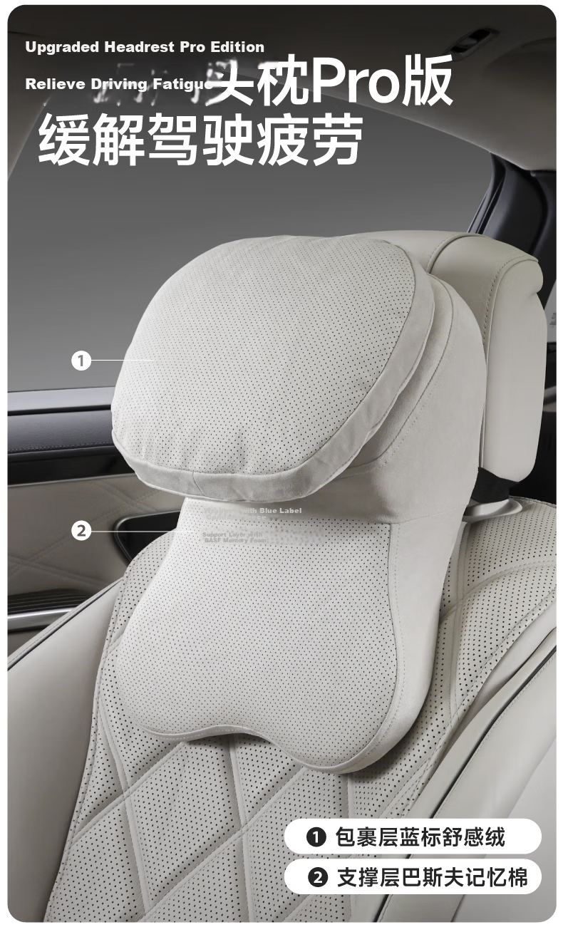 BIMLL Car Aviation Memory Foam Headrest Dual-Core PRO Upgraded Neck Support Maybach Car Neck Pillow Lumbar Cushion 3