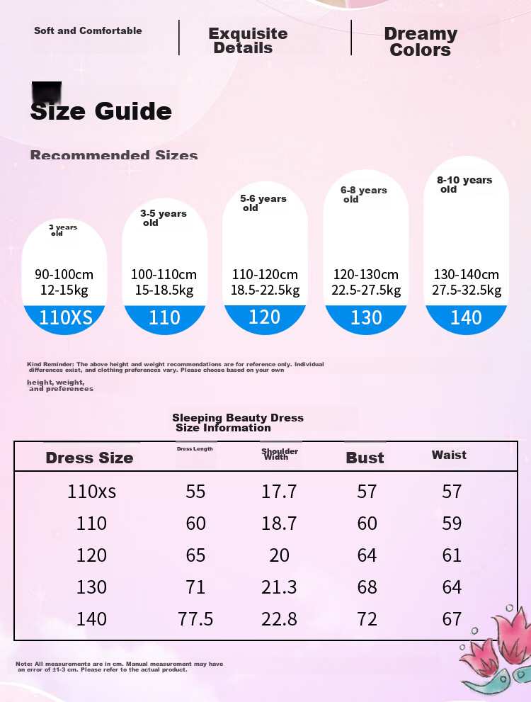 Disney 2026 New Summer Girls' Dress Ruffled Sleeping Beauty Princess Thin Mesh Dress 150CM 2