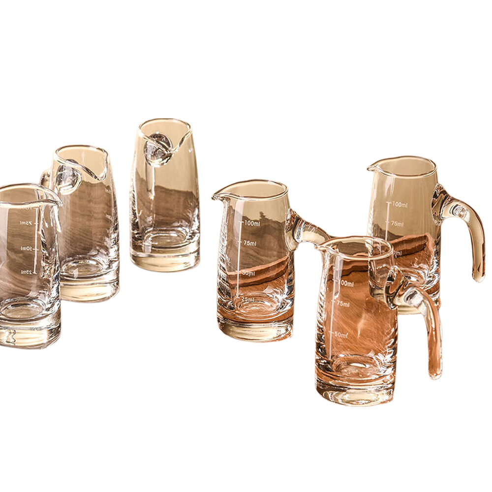 CLITON Baijiu Glass Decanter Set with Measuring Pourer, 100ml Small Liquor Cups, 6-Piece Home Use Set【Clearance Sale】