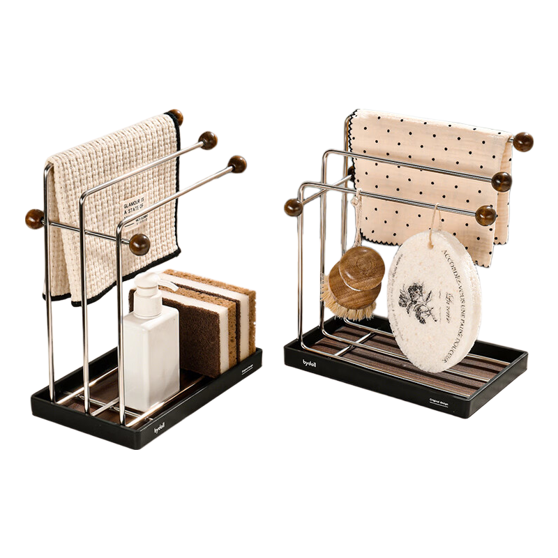 Bydoll Stainless Steel Narrow-Edge Dish Towel Rack with Sponge Holder for Kitchen, Bathroom, Window Sill, And Drying