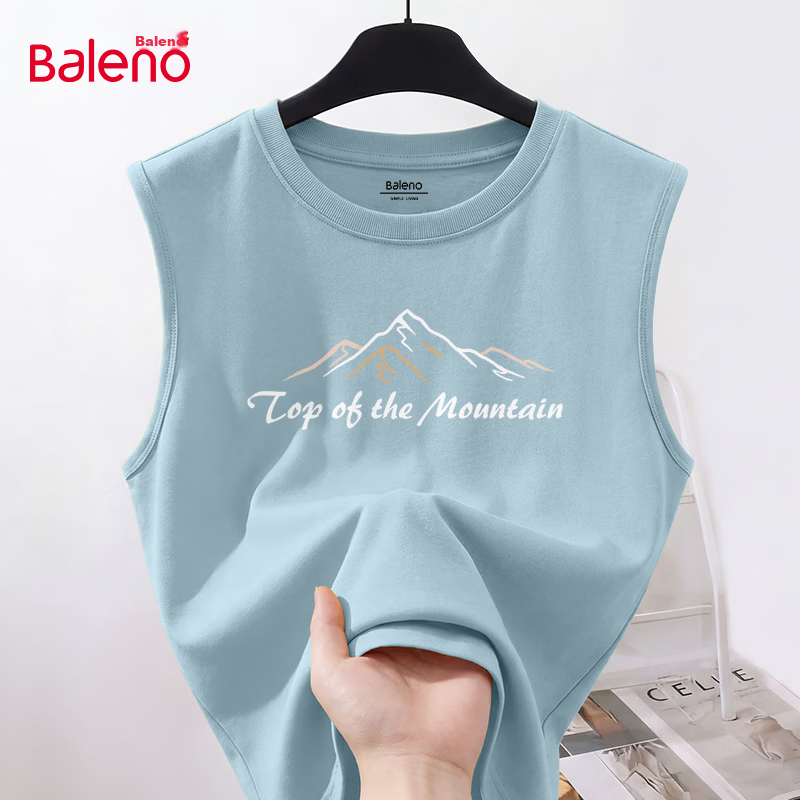 Baleno American Style Sleeveless Vest Men 2026 Summer Heavyweight Cotton Men's Fitness Sports Tank Top Youth Plus Size Sweatshirt