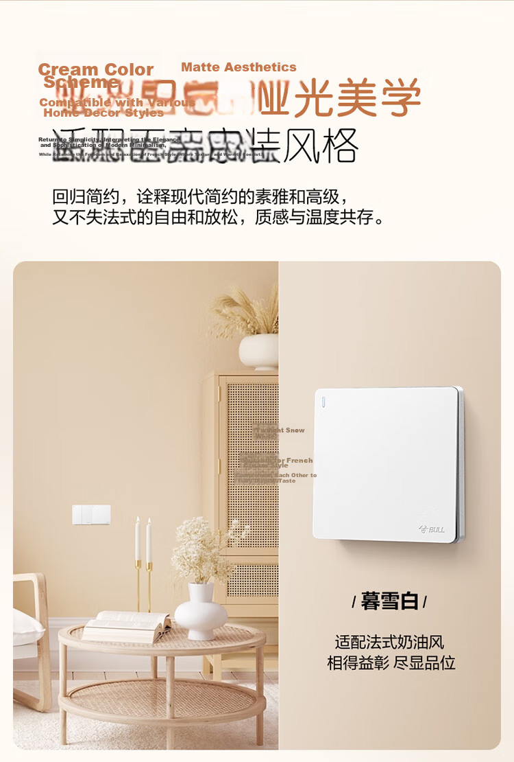 BULL Switch Socket G12 Series 2-Pin 10A 3-Pin 16A Panel 86 Type G12Z227S Cream Style Space Silver 7