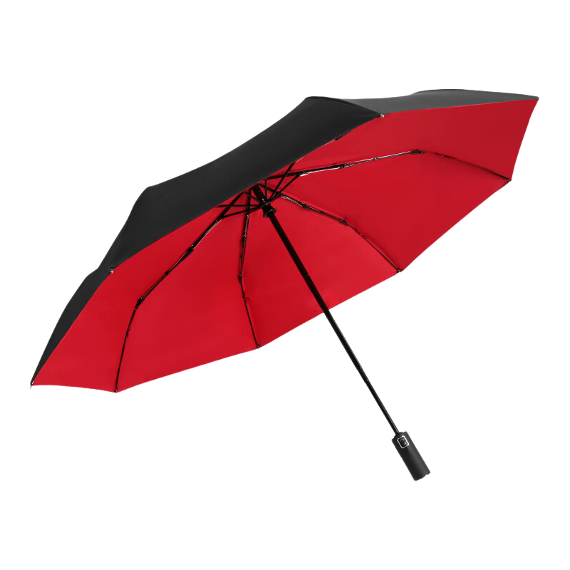 C'mon Double-Layer Fully Automatic Umbrella, Tri-Fold Large Size, Windproof Reinforced, Men's Business Folding Automatic Umbrella, Double-Layer Contrasting Red