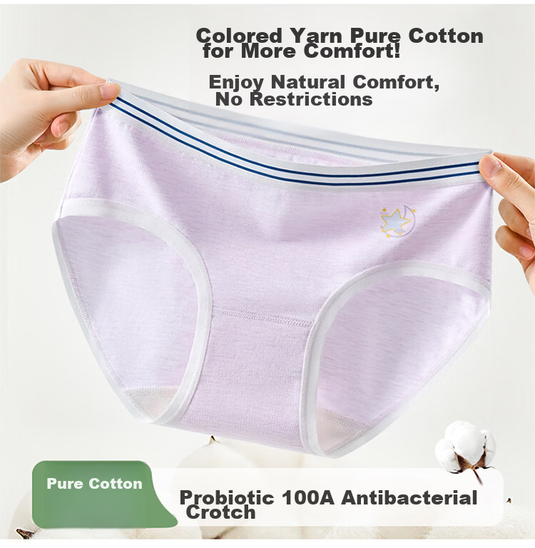 Hodo Red Bean Girls' Cotton Natural Colored Cotton Teen Triangle Underwear 17