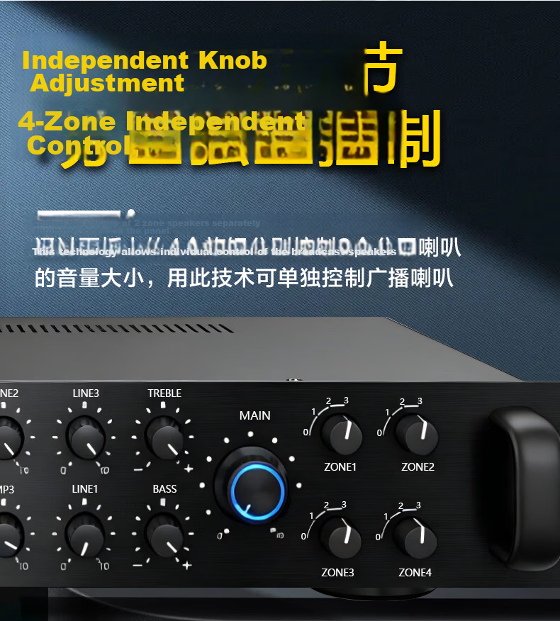 SAST 500W High Power Bluetooth Constant Voltage Amplifier Public Broadcasting Amplifier Ceiling Speaker Wall-mounted Speaker Home Theater System Four-Zone Audio Control 8