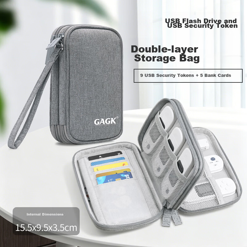 GAGK Corporate Cashier Ukey Waterproof Multi-Compartment USB Drive Storage Bag for 28 USB Drives + 11 Bank Cards