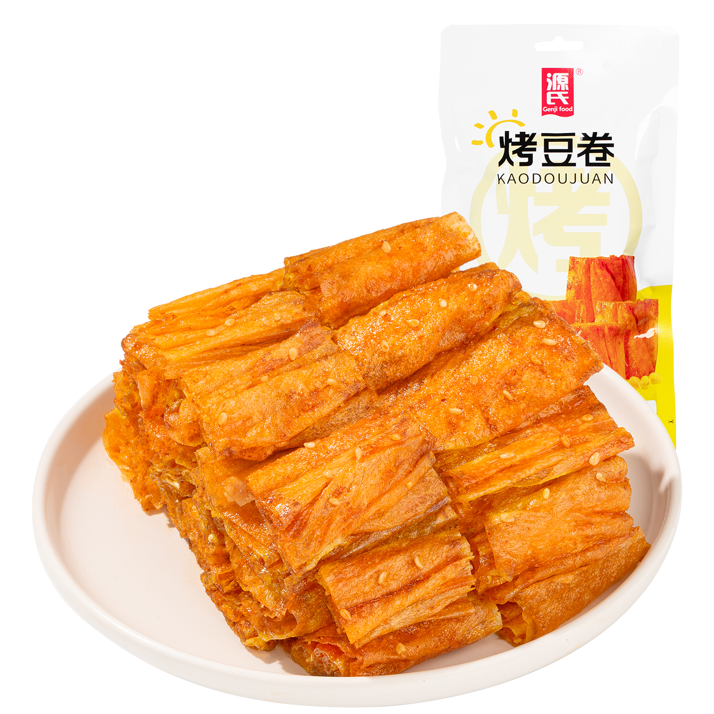源氏 网红休闲零食小吃豆干制品 烤豆卷 办公室怀旧豆皮辣条 65g
