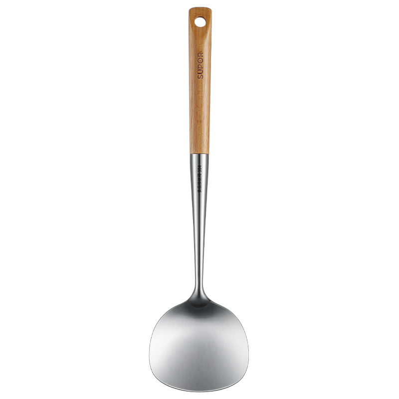 SUPOR Stainless Steel Spatula with Wooden Handle, Heat-Resistant and Anti-Scald Cooking Turner