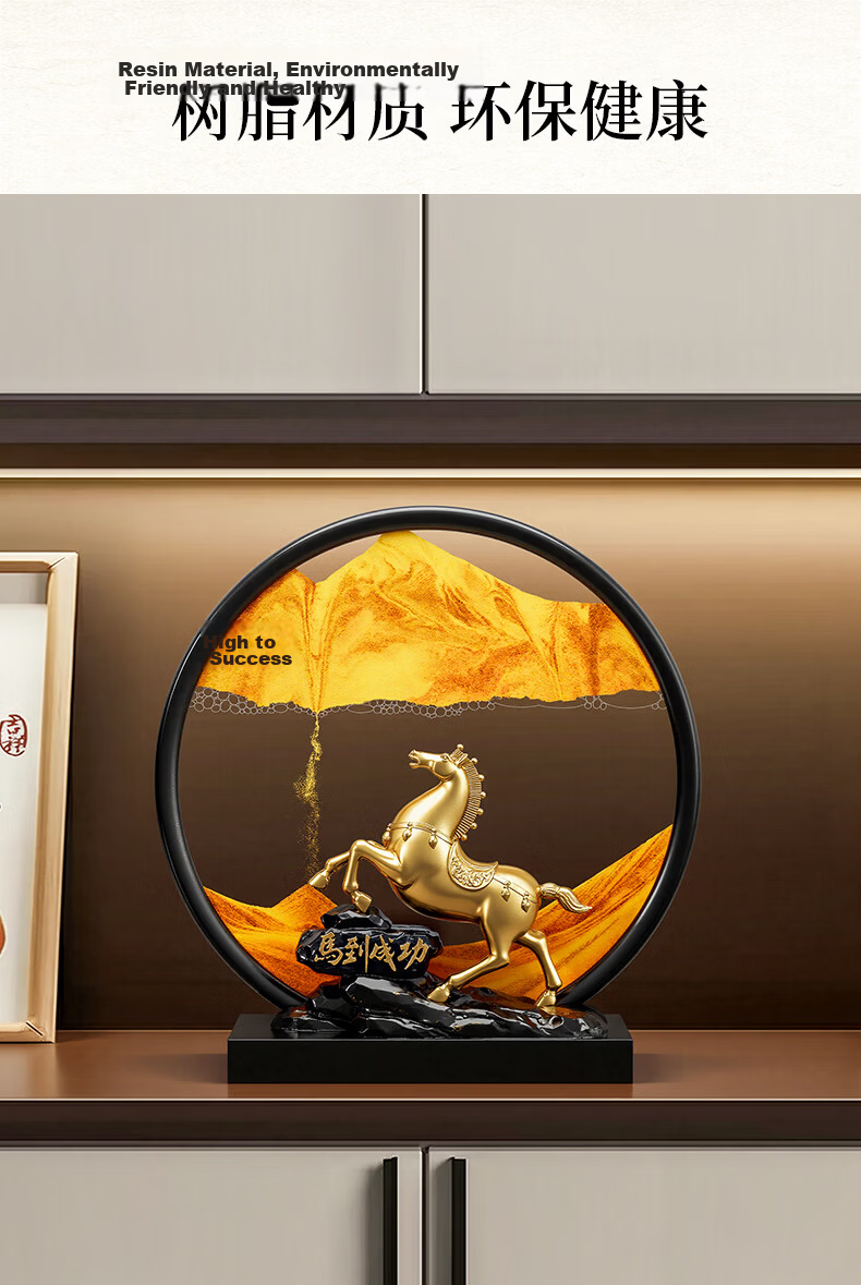 BHM Horse Success Horse Figurine Sand Art Wealth Feng Shui Living Room Office Desktop Decoration High-End Housewarming Gift 7