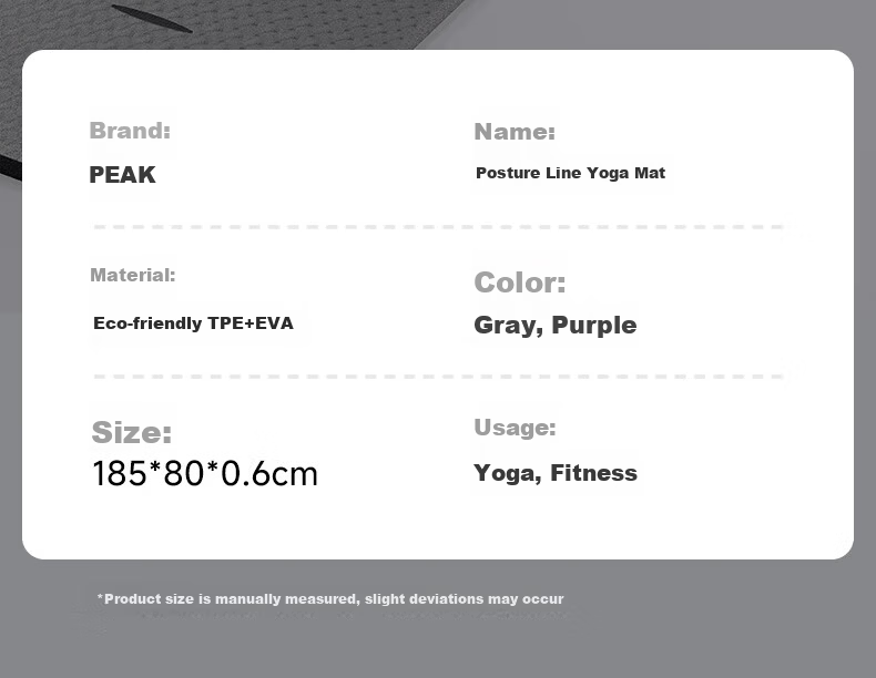 Peak Professional Yoga Mat Men's Fitness Women's Home TPE Alignment Non-Slip Thickened Wide Beginner Floor Mat 16