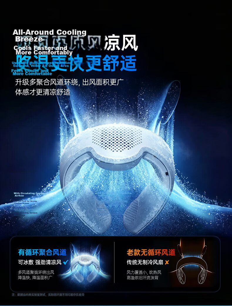 MINISO Neck Fan Cooling 2026 New Long Battery Life Silent Portable Hands-Free Small Bladeless Headband Air Conditioner Outdoor Cooling Gadget for Students 13