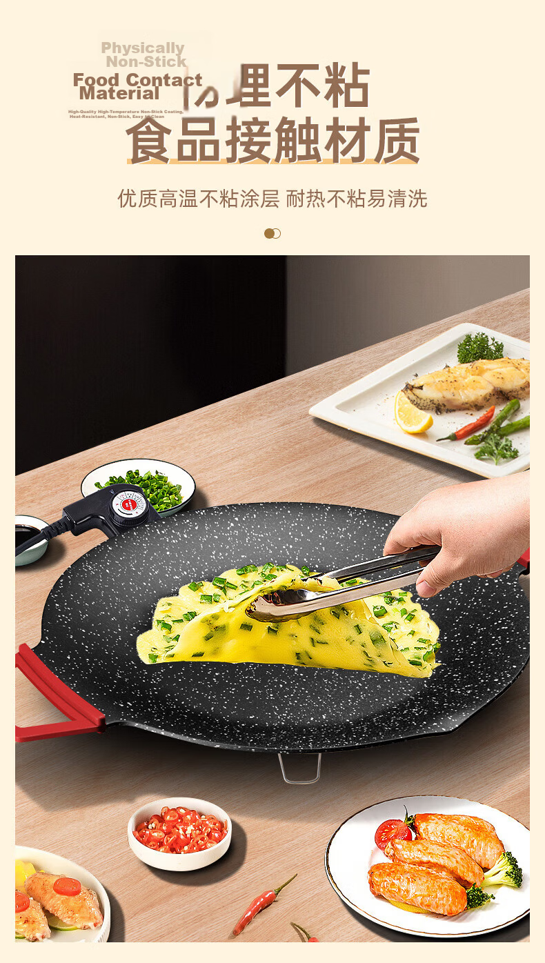 Yiduo Red Handle Round Non-Stick Korean BBQ Grill Pan for Outdoor Steak and Meat Cooking 4