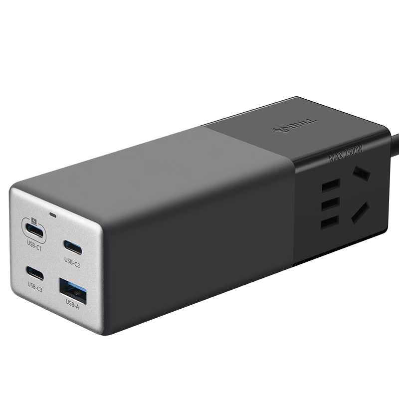 BULL Gallium Nitride 140W Apple Fast Charging Laptop Socket/desktop Charging Station/usb Power Strip/surge Protector, Student Dormitory Socket 3C1A+2 Outlets
