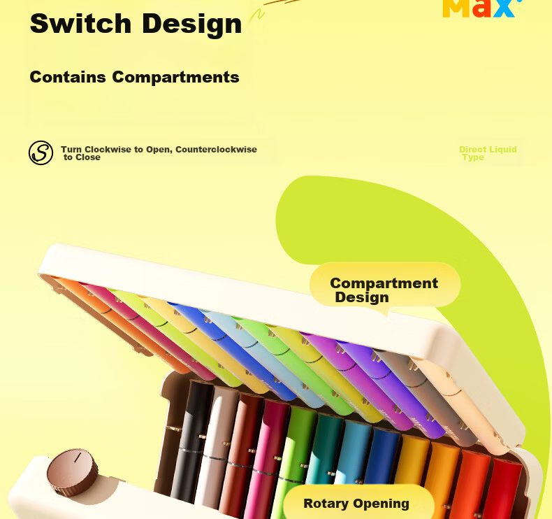 M&G 36-Color Acrylic Marker Pens MAX Foldable Direct Ink Children's Student Drawing Graffiti Hand-Painted Birthday Gift 24