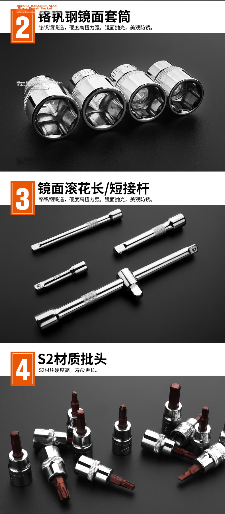 GREENER 47-Piece Premium Ratchet Socket Wrench Auto Repair Tool Set Quick Car Maintenance Household Mini Ratchet Tool Kit 5