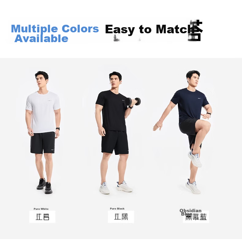 ERKE Summer New Sports Set Short Sleeve and Shorts (2 Pieces) Ice Cool Quick-Dry Moisture-Wicking Outdoor Casual Wear 8