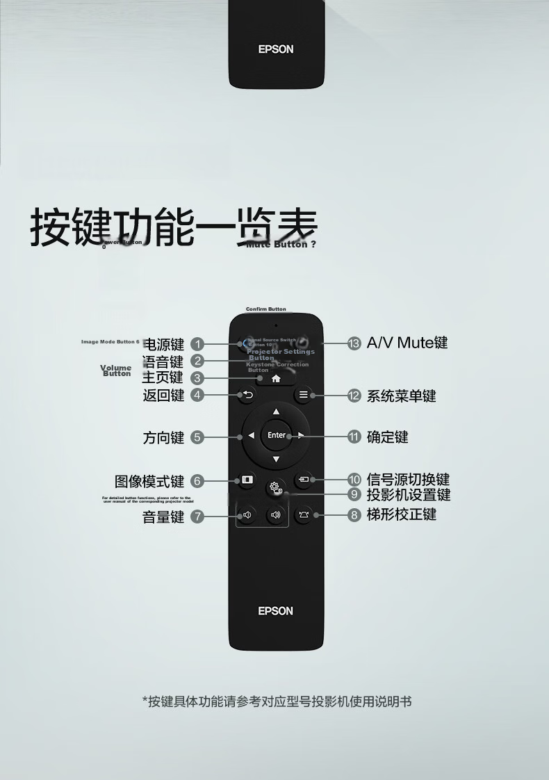 EPSON WH-6982 Bluetooth Remote Control Projector Accessory for TW6280T/TW5750/A100 5