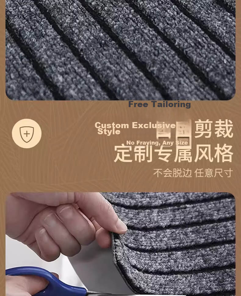 Luoyoute Entrance Floor Mat Water Absorbent Non-Slip Doorway Striped Doormat Home Cuttable Kitchen Stairway Hallway Rug 13