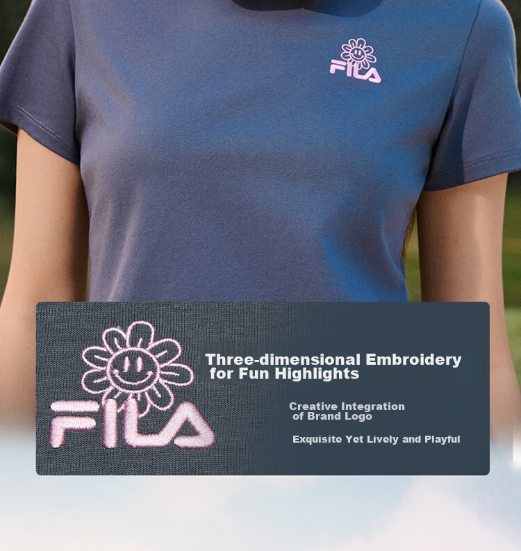 FILA Official Women's Knitted Short Sleeve Shirt 2026 Summer Casual Slim Fit Cool Cotton Cropped T-Shirt 8