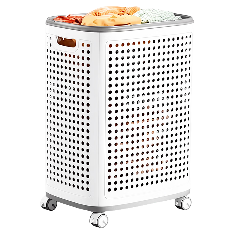 Jiabangshou Laundry Hamper, Large Capacity Dirty Clothes Storage Basket with Wheels for Bathroom, Laundry Organizer Rack, Basic Model