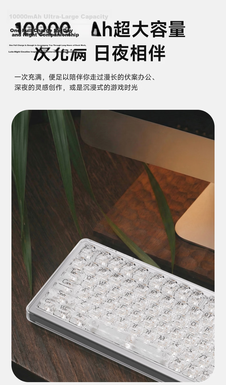 EWEADN Muse M98 Wireless Mechanical Keyboard for Women High-Value Transparent RGB Tri-Mode Bluetooth HiFi Mahjong Sound 98-Key Office Desktop Laptop Universal 14