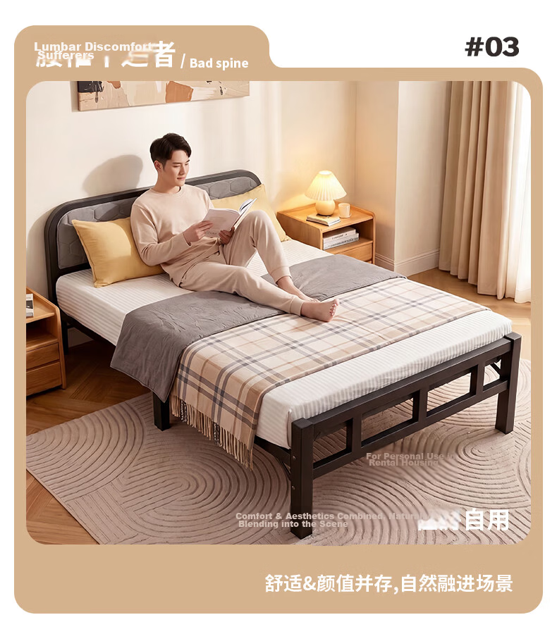 Quanpinwu No-Assembly Folding Single Bed Nap Bed Home Hospital Care Coconut Palm Sponge Mattress Camp Bed 19