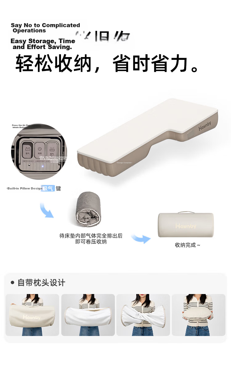 Havnby Anwen White Inflatable Mattress for AITO M7 M8 M9 Car Self-Driving Outdoor Camping Vehicle Air Cushion Bed Set 7