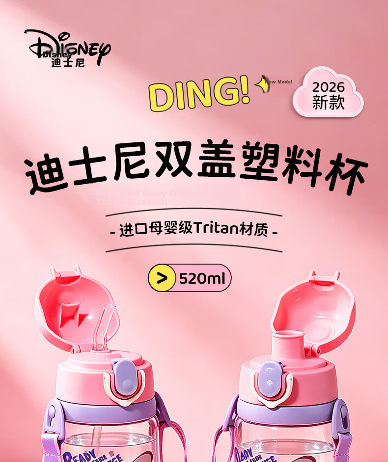 Disney Kids Water Bottle Direct Drinking Anti-Drop School Use Primary Student Kindergarten Water Cup Summer Straw Cup 520ML Minnie 1