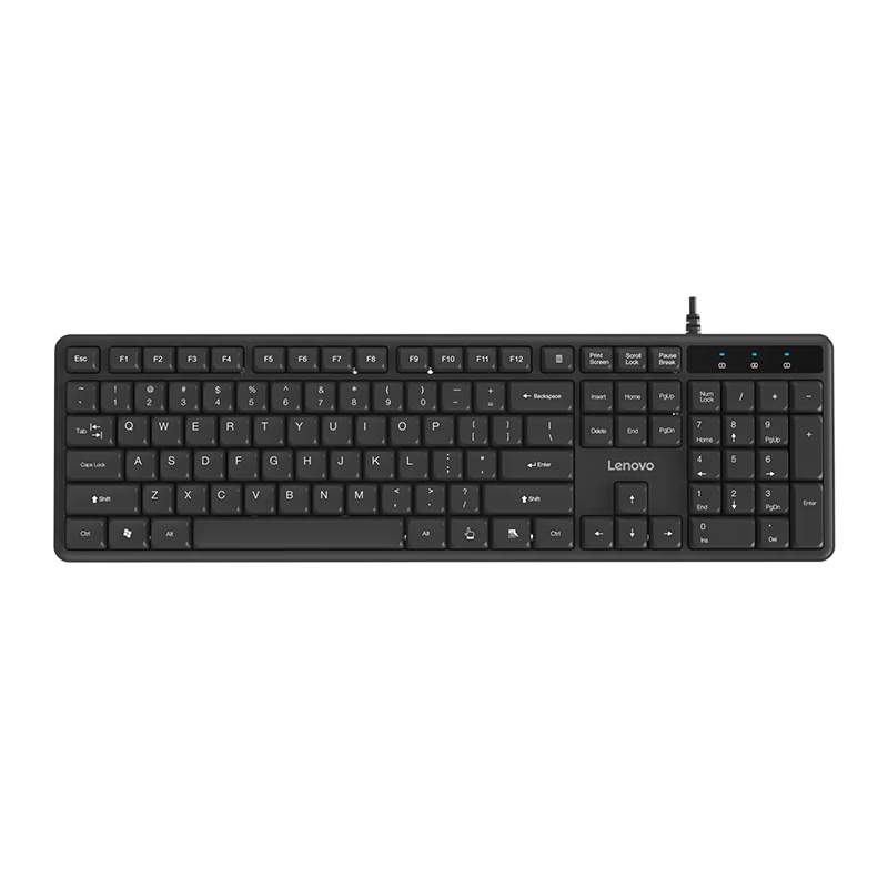 Lenovo Wired Keyboard Silent Business Office Full-Size One-Key Service USB Interface Laptop Desktop All-in-One Keyboard K15 Black
