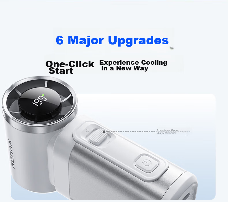 REMAX 16°C Cooling Mini Air Conditioner High-Speed Handheld Fan Foldable Portable Outdoor Desktop USB Neck Hanging Rechargeable Silent Long Battery Life Small Fan for Students Dormitory 4