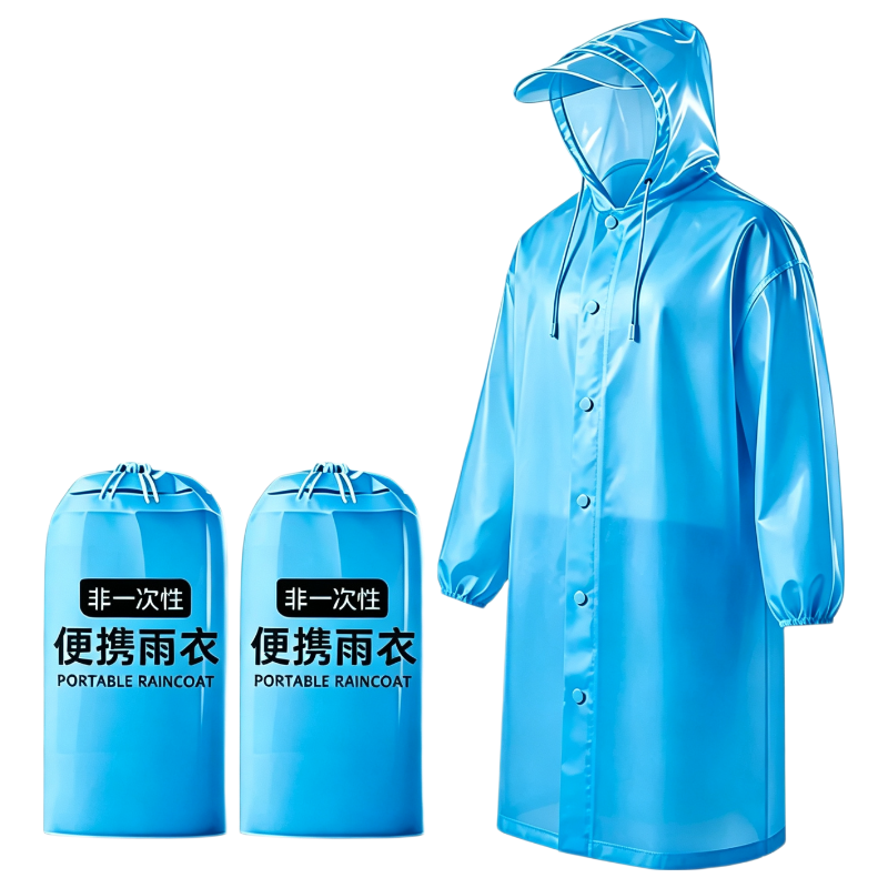 Kelorlock Disposable Raincoat Thickened One-Piece Full-Body Rain Poncho with Large Hood for Adults Portable Outdoor Cycling and Mountaineering