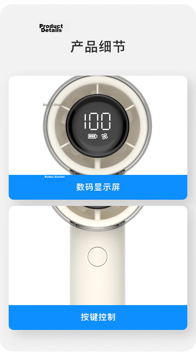 PHILIPS Handheld Fan 16H Long Battery Life High-Speed Strong Wind USB Rechargeable Portable 0-Level Small Fan Outdoor Picnic Electric Fan ACR3242BPF 10