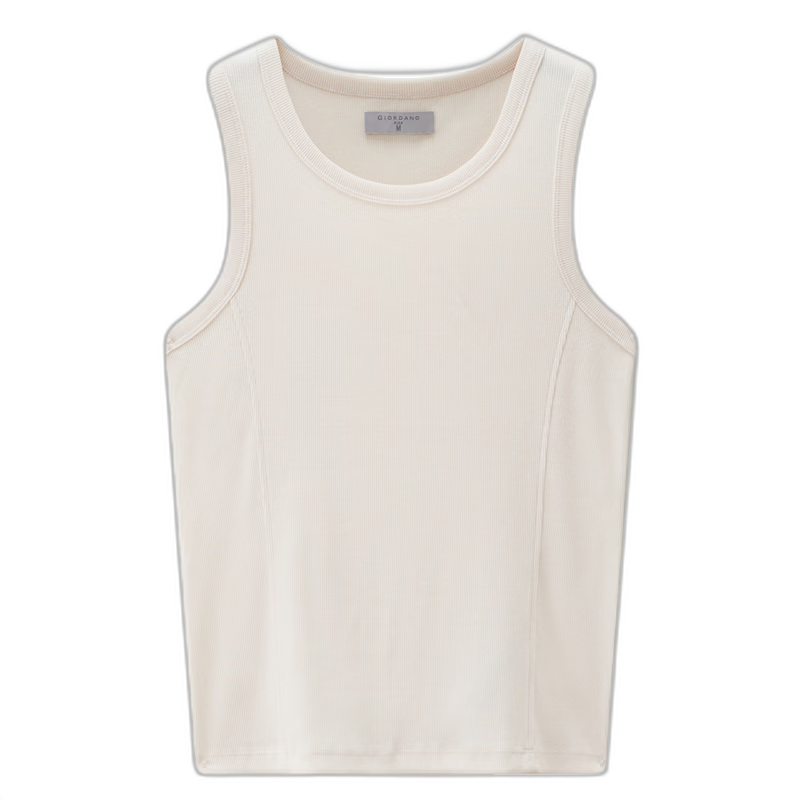 Giordano Women's Sleeveless T-Shirt New Solid Color Ribbed Knit Slim Fit Round Neck Tank Top 13326225