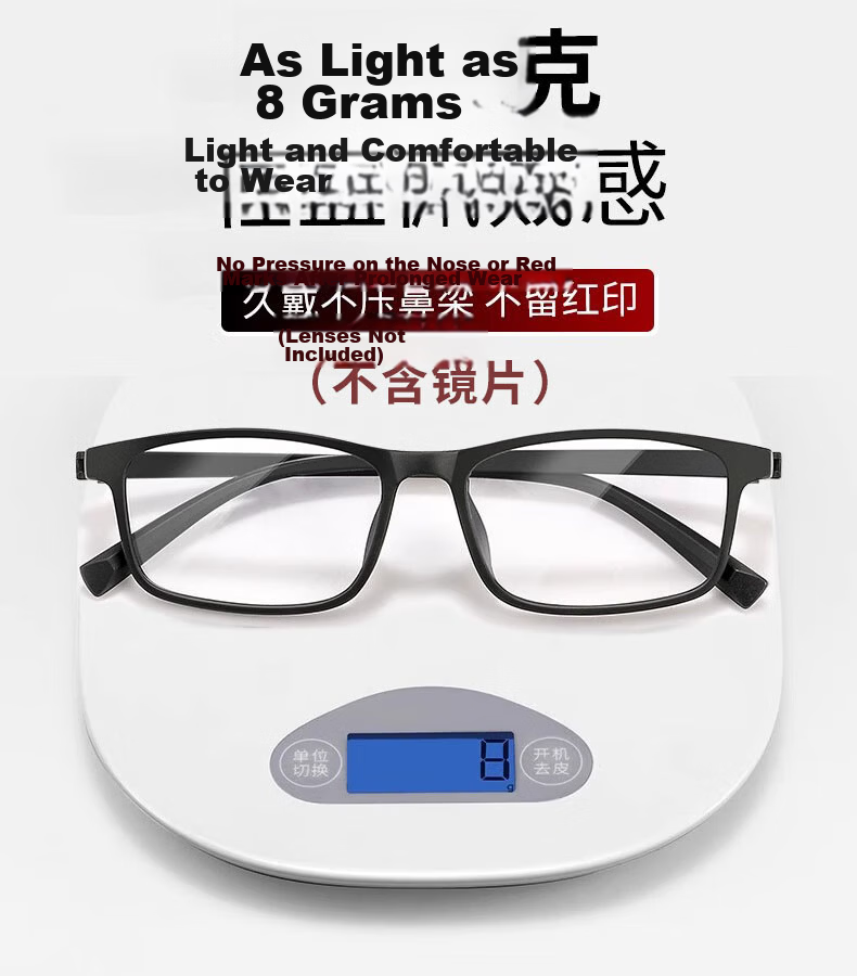 Jimmy Orange Men's Reading Glasses HD Glass Lenses Lightweight Fashion Scratch-Resistant Durable Presbyopia Glasses 200 Degree 9