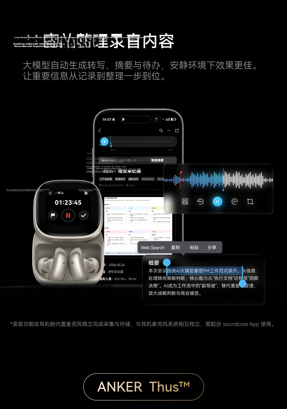SoundCore Anker Noise Cancelling Headphones ProMax Noise Reduction Clear Call AI Large Screen Translator Wireless Bluetooth Earphones Bluetooth 2026 Latest Guinness Certified Gold 12
