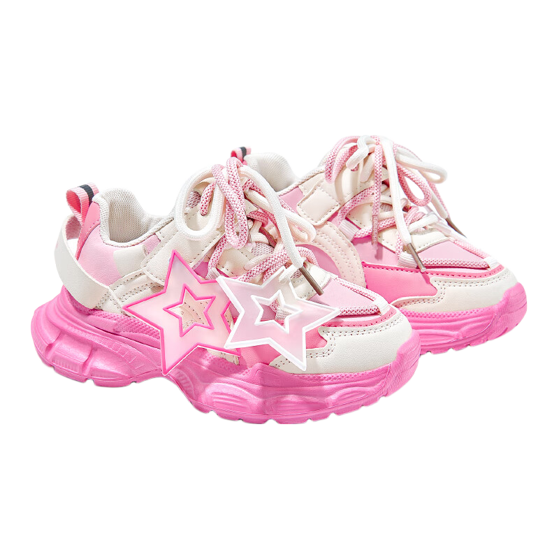 Barbie Girls' Spring And Autumn Single-Lined Dad Shoes, Fashionable Sports Shoes for Girls, Outdoor Shoes DA6712, Pink, Size 33