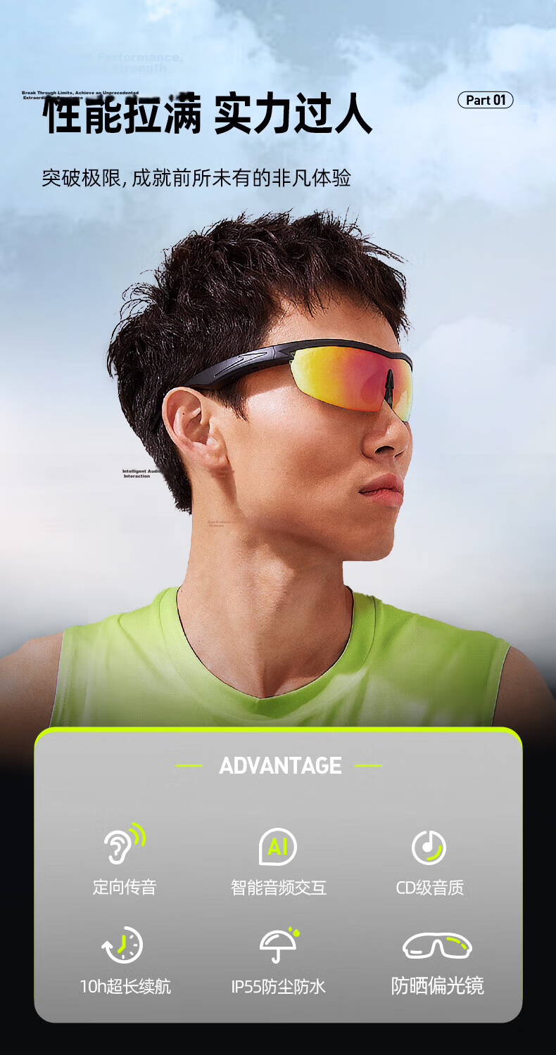 Langston AirNora Smart Open-Style Sports Glasses Earphones BH01 Flame Red 2