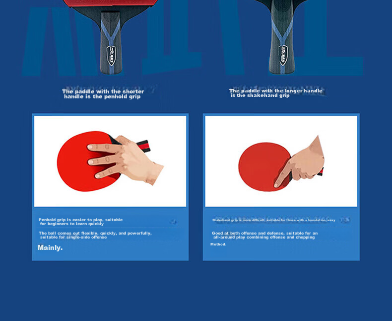 DOUBLE FISH Table Tennis Racket Black Warrior 8-Star Professional Competition Single Paddle with Case for Beginners, Shakehand and Penhold Grip 8