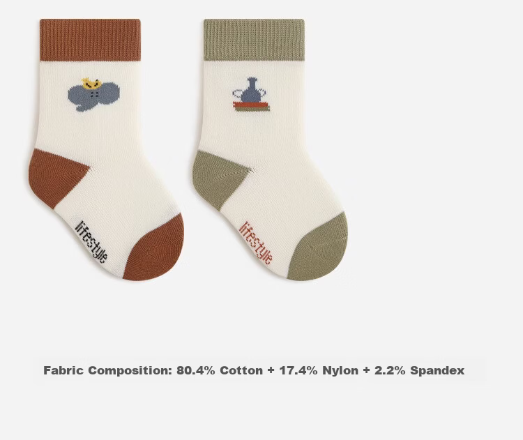 Five Cotton Flowers 5-Pair Children's Socks Spring Summer Combed Cotton Breathable Cartoon Mid-Calf Seamless Baby Socks Class A 3