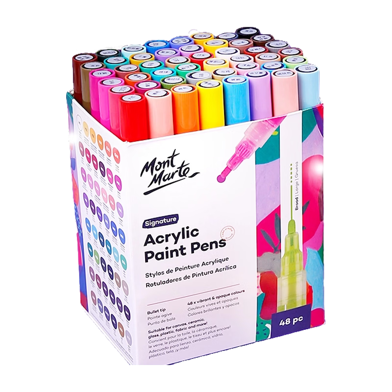 Mont Marte Acrylic Markers, Guka Acrylic Pens, Waterproof Hand-Drawing DIY Children's Acrylic Paint, Pink - 3mm (Round Tip, 5-Pack) SX-MPN0208