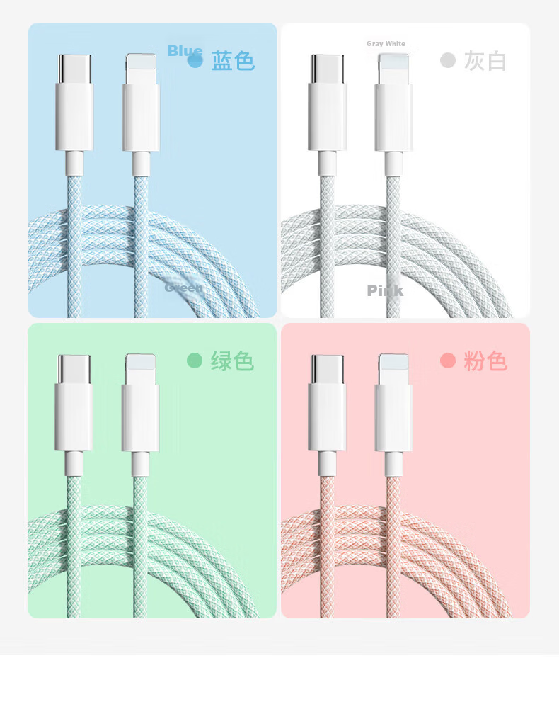 Apple Compatible Type-C Charging Cable PD 30W/20W Fast Charge for iPhone 14/13 Pro Max/12/11/XR/S Smartphones Tablets Car Braided 1.5m Gray 16