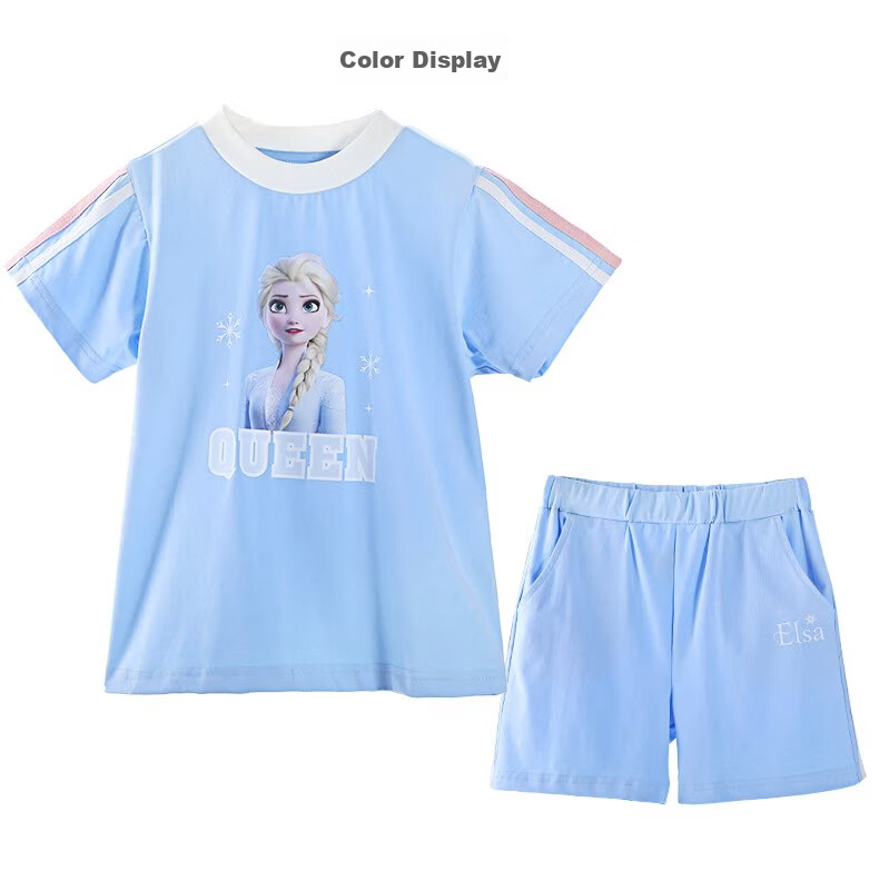Disney Girls Summer Outfit Elsa Princess Toddler Short Sleeve T-Shirt and Shorts Set 5