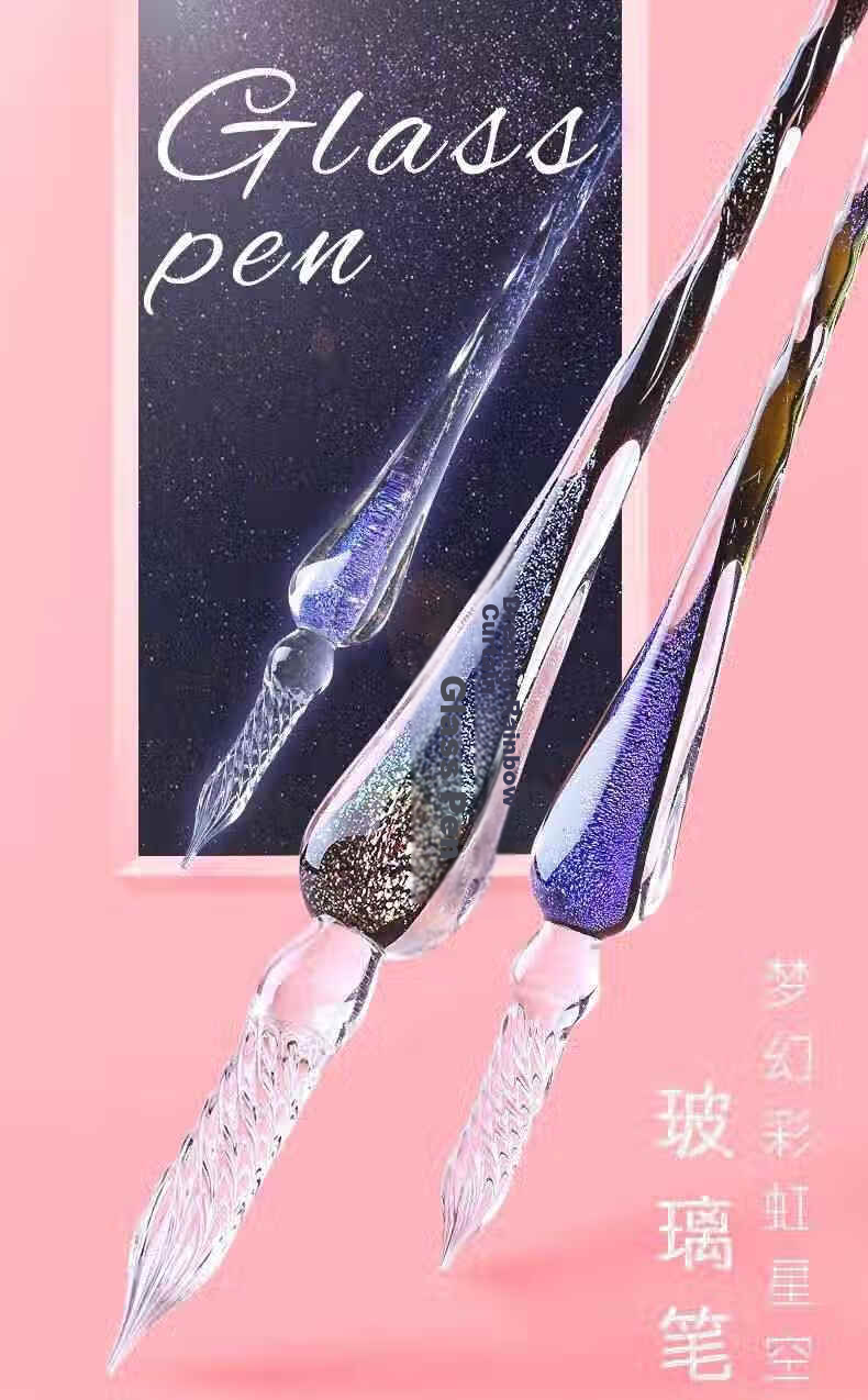 GOTOVAN Crystal Glass Dip Pen Set High-Value Fairy Style Vintage Fountain Pen Dip Pen Back-to-School Teacher's Day Birthday Gift Colorful Gradient Glass Pen 1