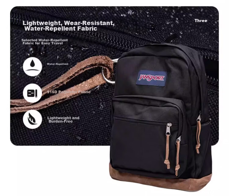 JANSPORT Jasper Backpack Women Laptop Bag Men College Student Schoolbag Twilight Vintage Leather 4QVA7S1 5