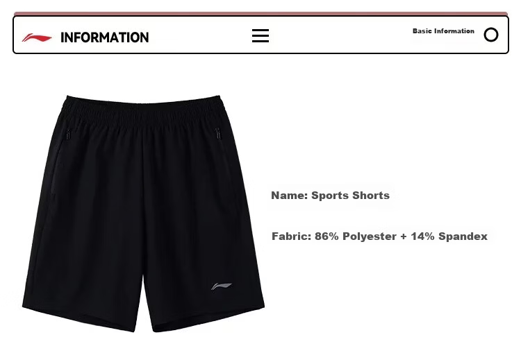 LI-NING Quick-Dry Breathable Men's Running Shorts Lightweight Cool Sports Pants Fashion Casual Comfortable Shorts for Men 3