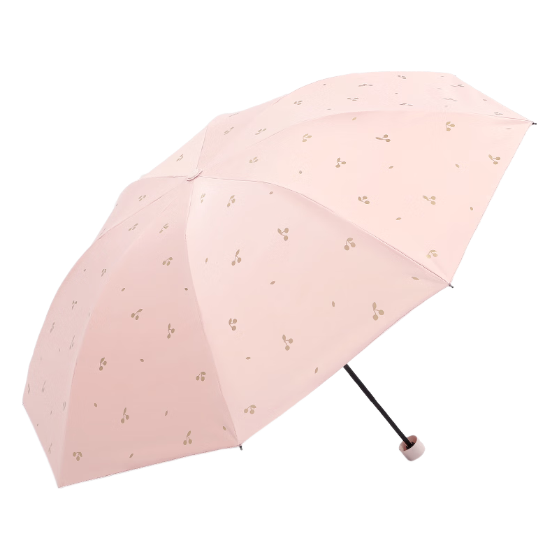 Tiantangshan UV Protection Umbrella, Three-Fold, Portable Black Gel Sunshade, Dual-Use for Rain And Shine, Sweet Apricot Pink