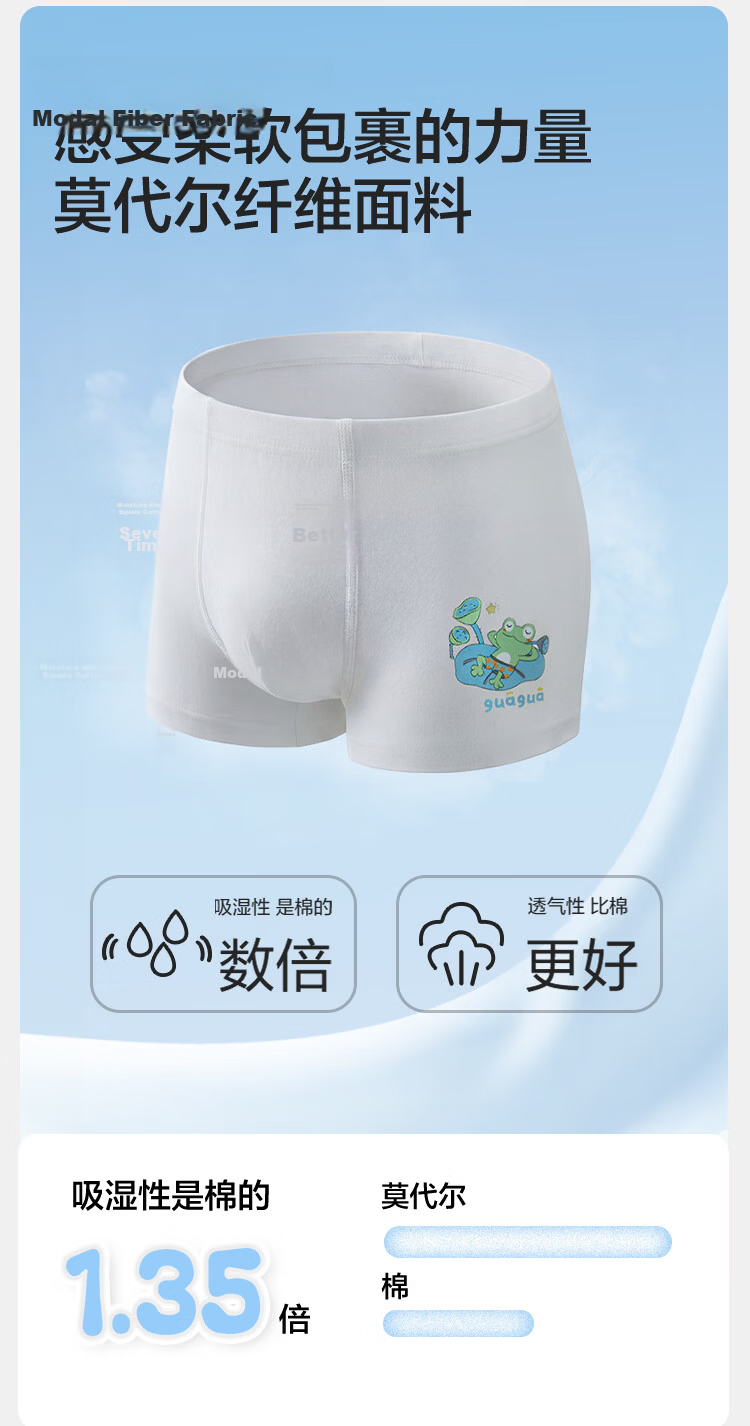 Balabala Girls' Modal Antibacterial Boxer Briefs 4-Pack Summer 2026 5