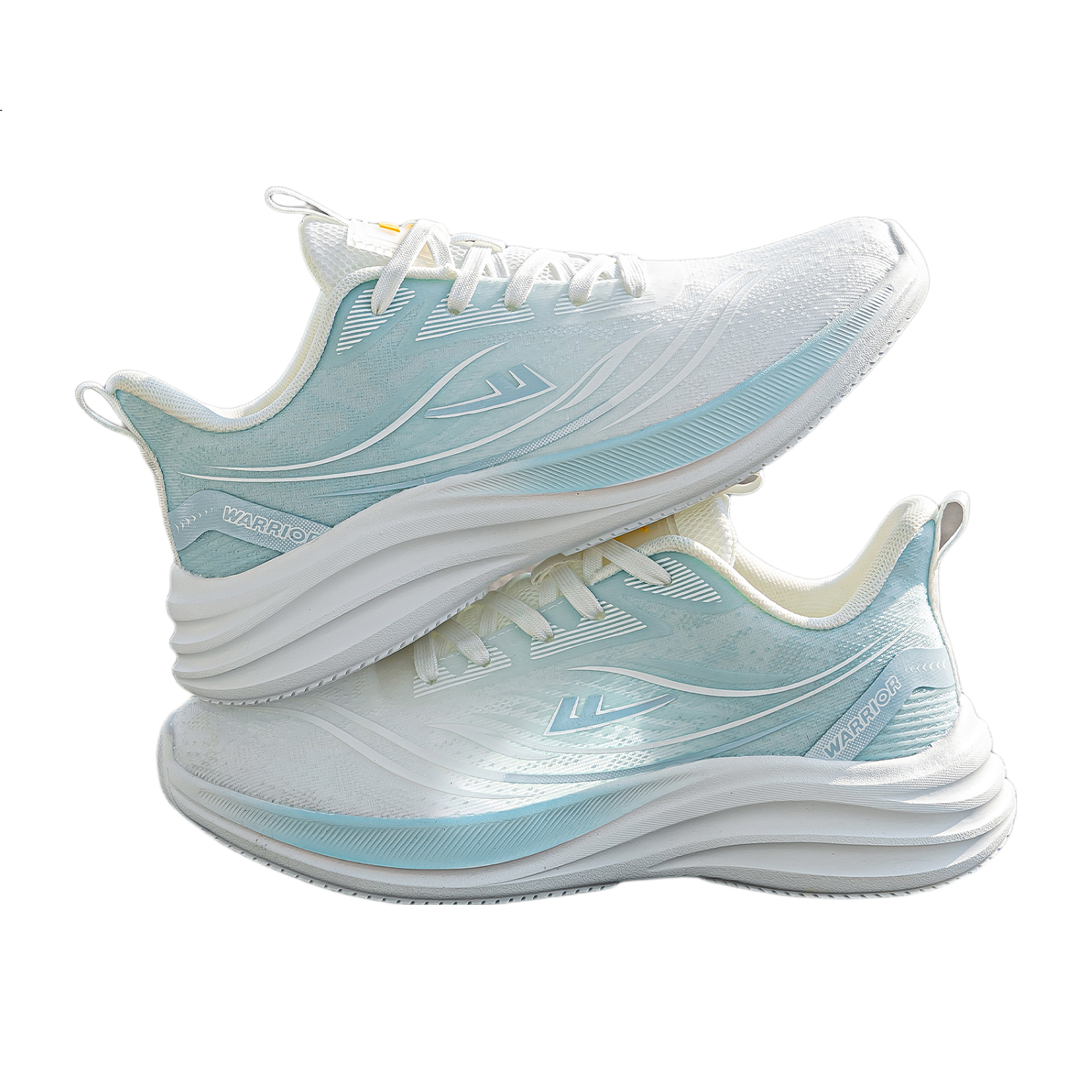 Warrior Women's Mesh Shoes Spring Summer Breathable Lightweight Running Shoes Comfortable Cushioning Casual Sports Shoes White Blue Size 36
